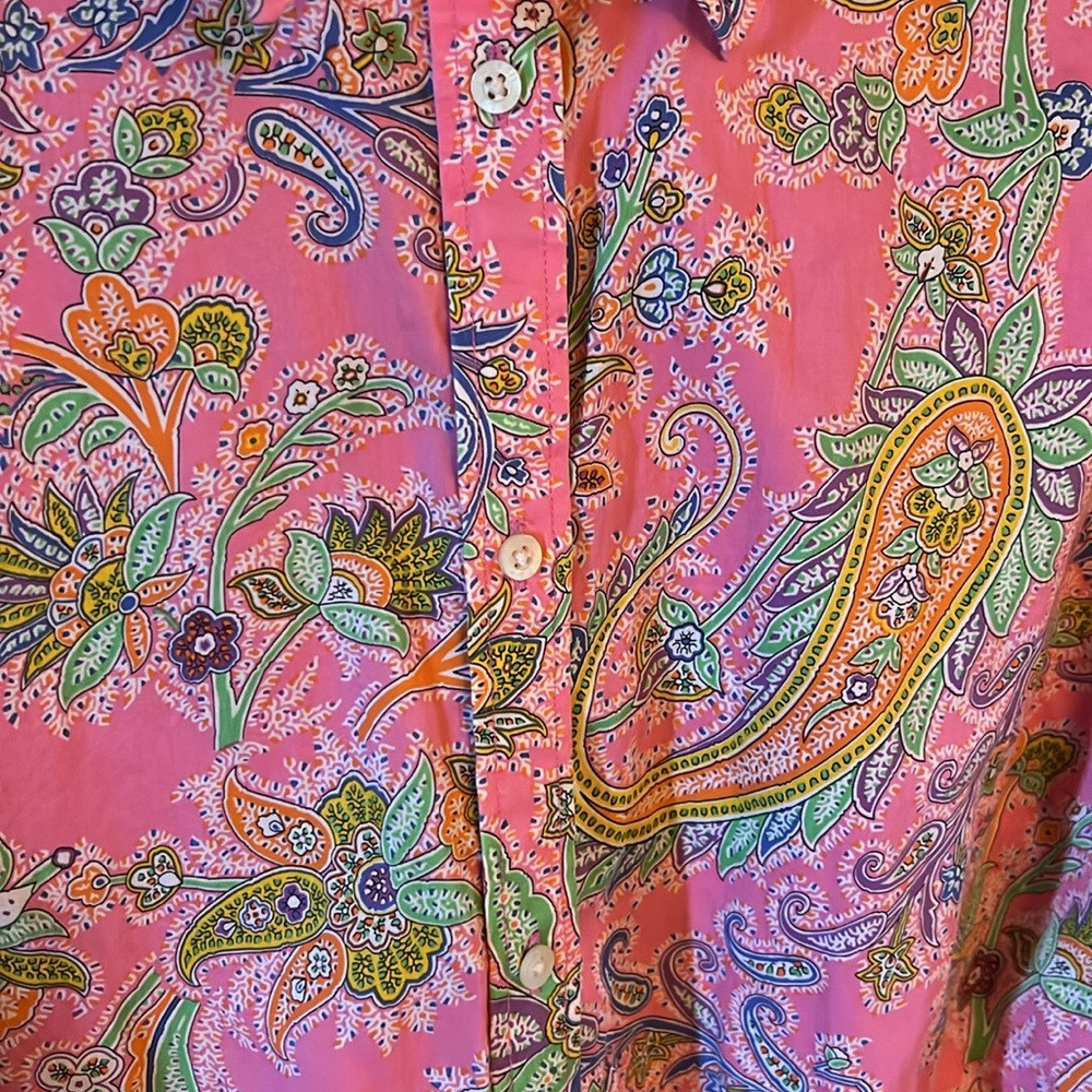 Lauren Ralph Lauren Pink Paisley Button-Up Shirt - Picture 3 of 7